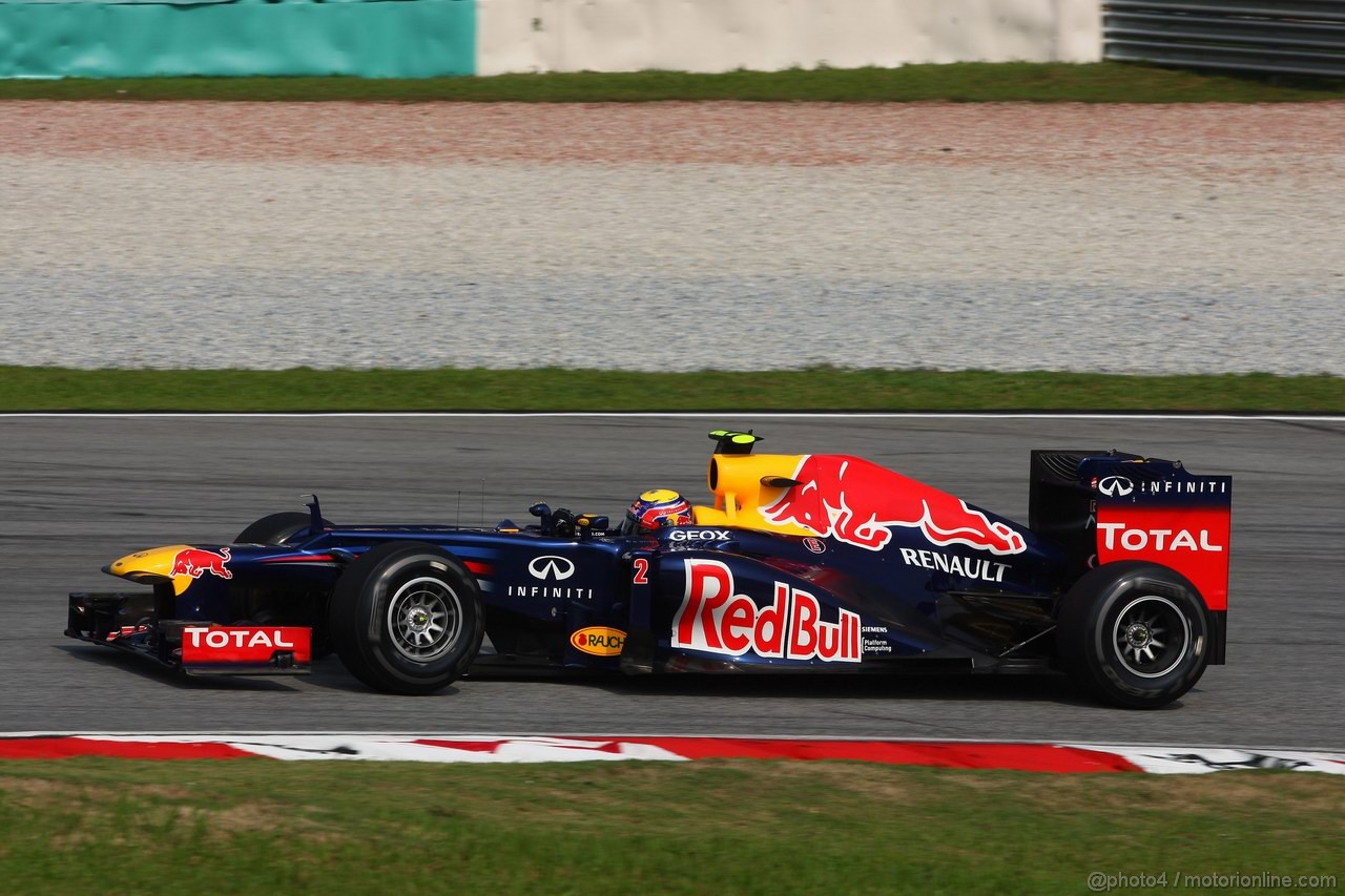 GP MALESIA, 23.03.2012- Prove Libere 1, Mark Webber (AUS) Red Bull Racing RB8 
