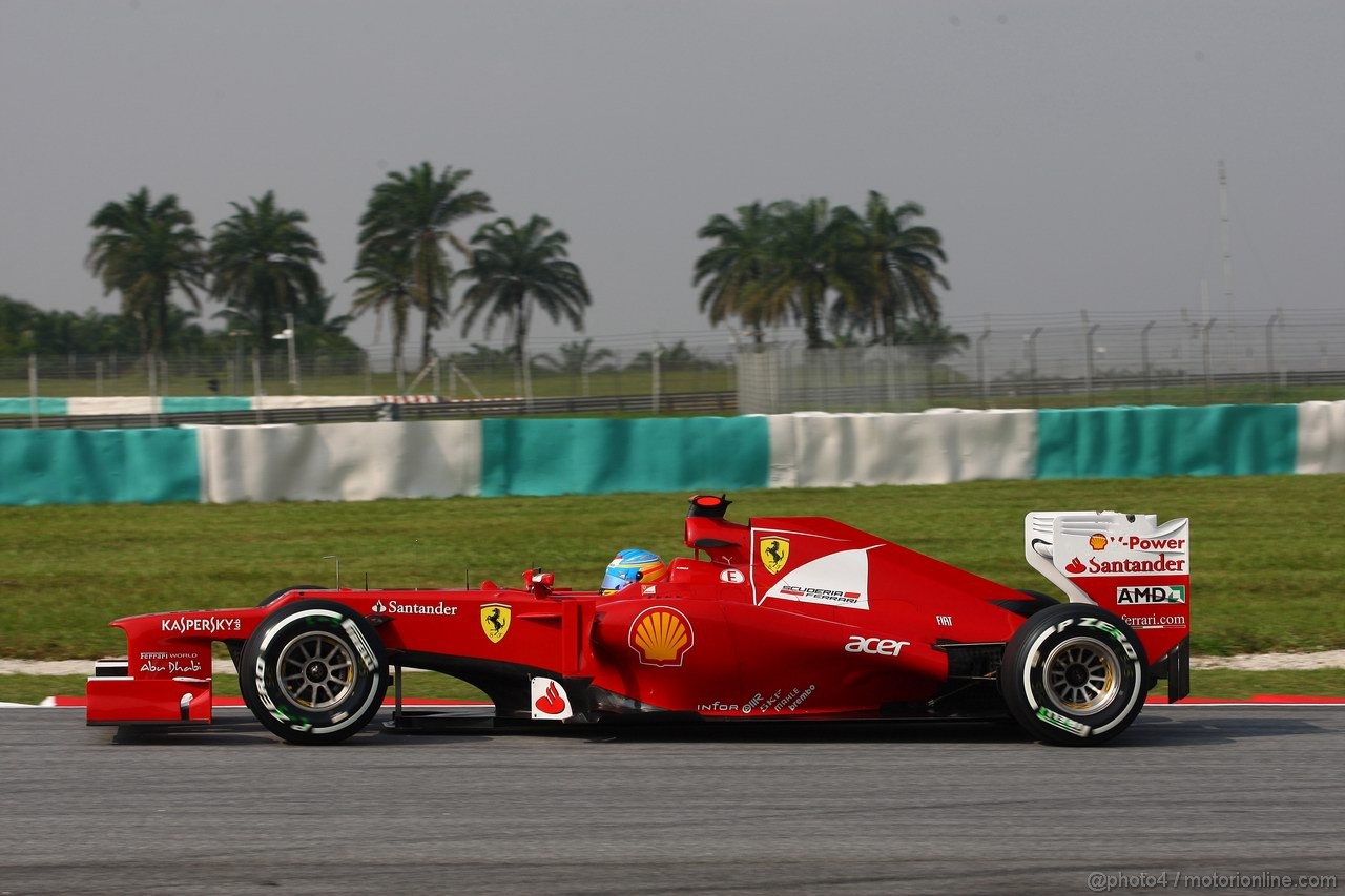 GP MALESIA, 23.03.2012- Prove Libere 1, Fernando Alonso (ESP) Ferrari F2012 