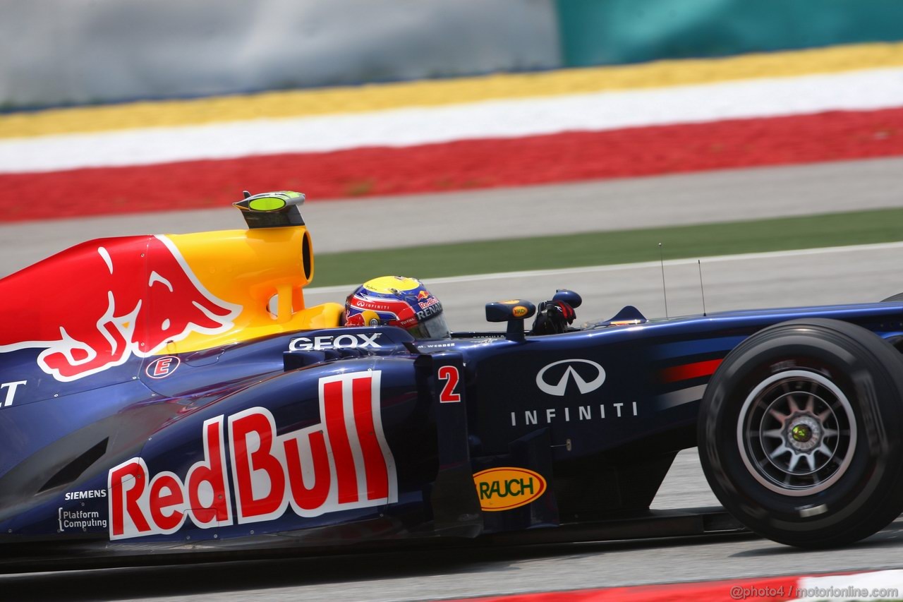 GP MALESIA, 23.03.2012- Prove Libere 2, Mark Webber (AUS) Red Bull Racing RB8 