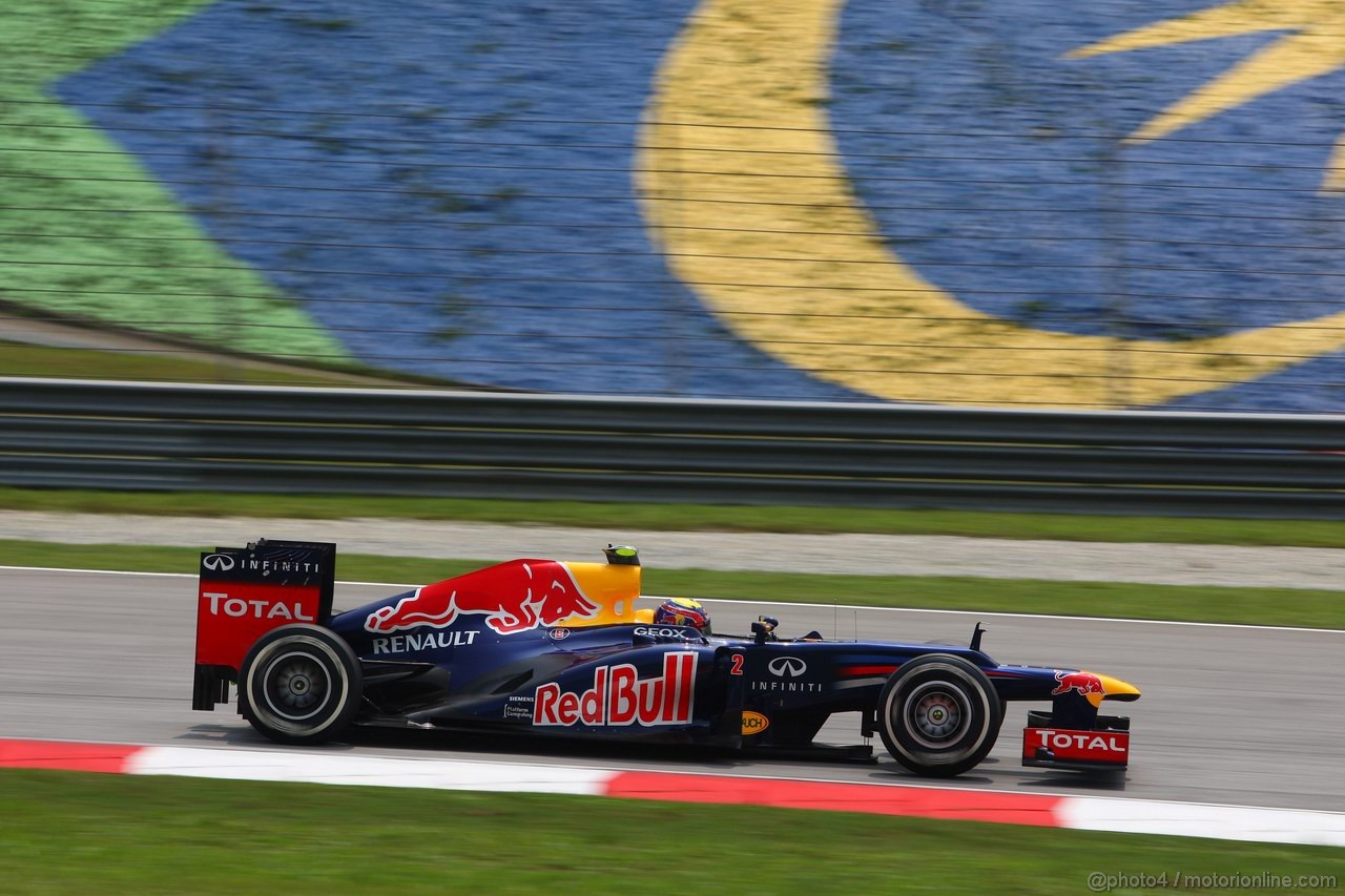 GP MALESIA, 23.03.2012- Prove Libere 2, Mark Webber (AUS) Red Bull Racing RB8 