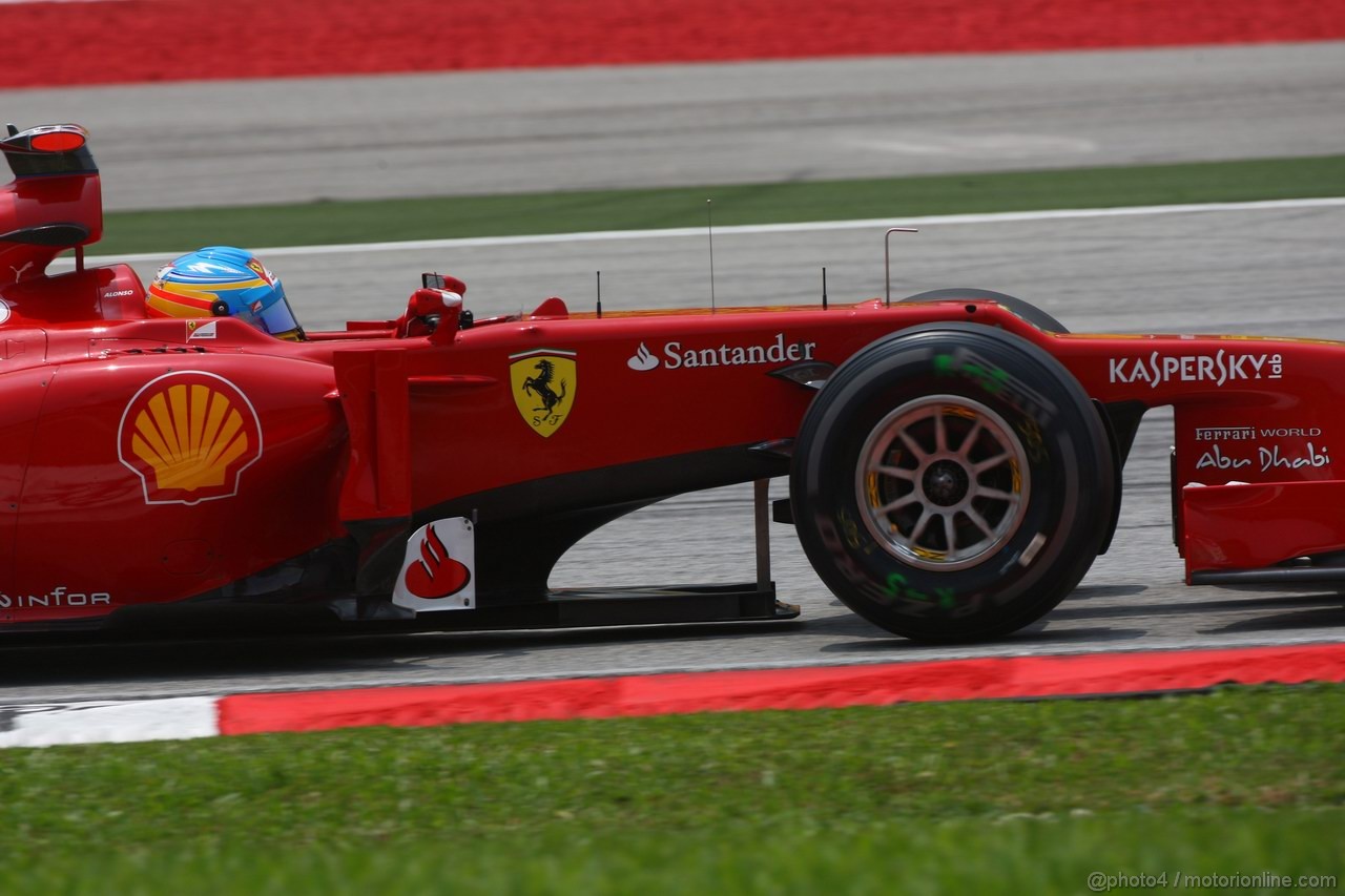 GP MALESIA, 23.03.2012- Prove Libere 2, Fernando Alonso (ESP) Ferrari F2012 
