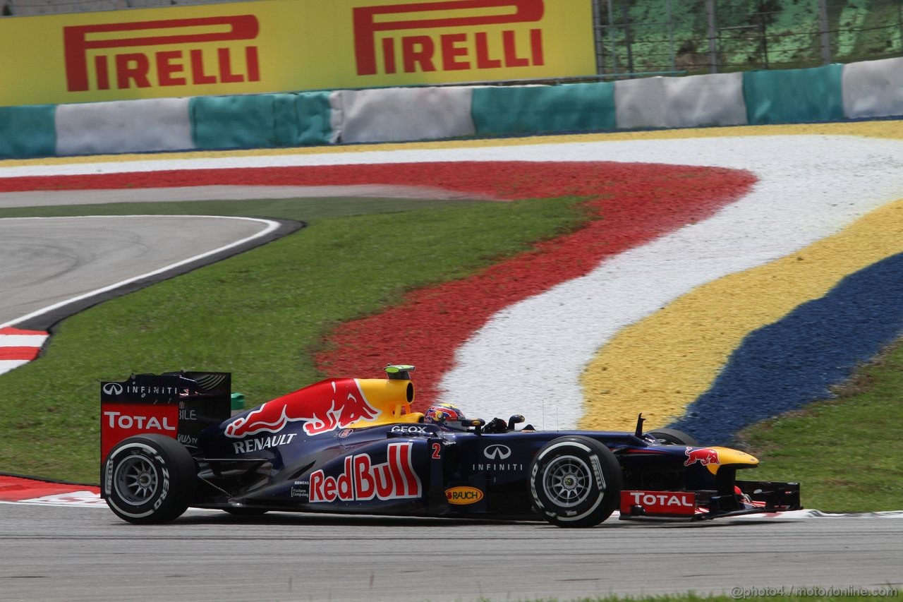 GP MALESIA, 23.03.2012- Prove Libere 2, Mark Webber (AUS) Red Bull Racing RB8 