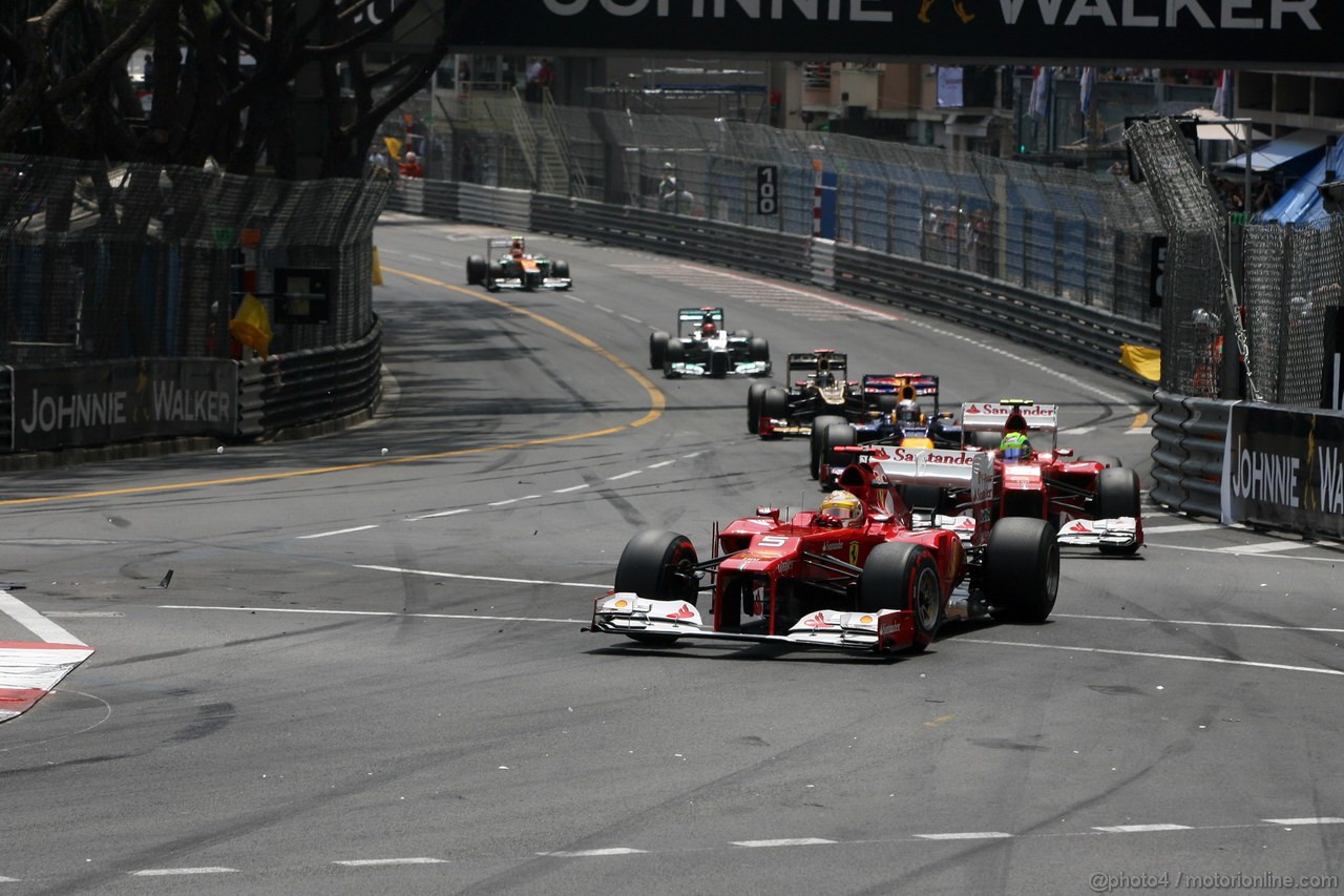 GP MONACO, 27.05.2012- Gara, Fernando Alonso (ESP) Ferrari F2012 davanti a Felipe Massa (BRA) Ferrari F2012 