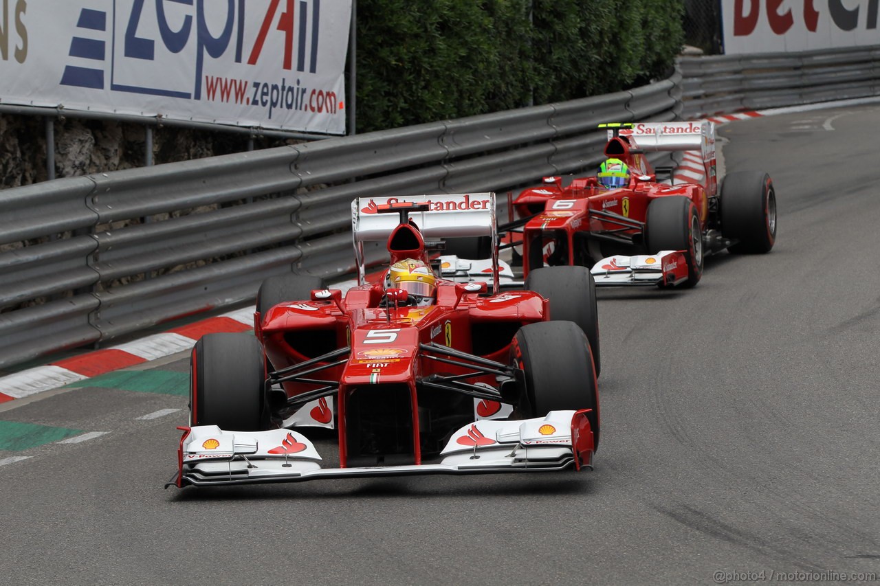 GP MONACO, 27.05.2012- Gara, Fernando Alonso (ESP) Ferrari F2012 e Felipe Massa (BRA) Ferrari F2012 