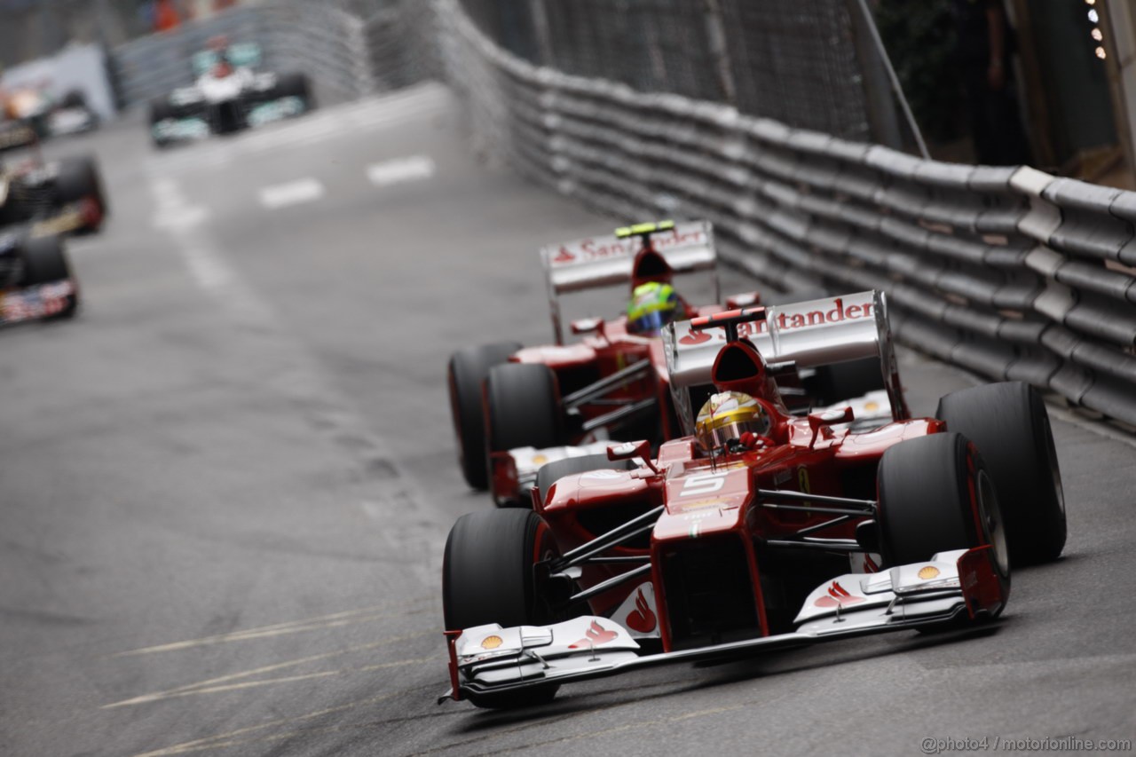 GP MONACO, 27.05.2012- Gara, Fernando Alonso (ESP) Ferrari F2012 e Felipe Massa (BRA) Ferrari F2012