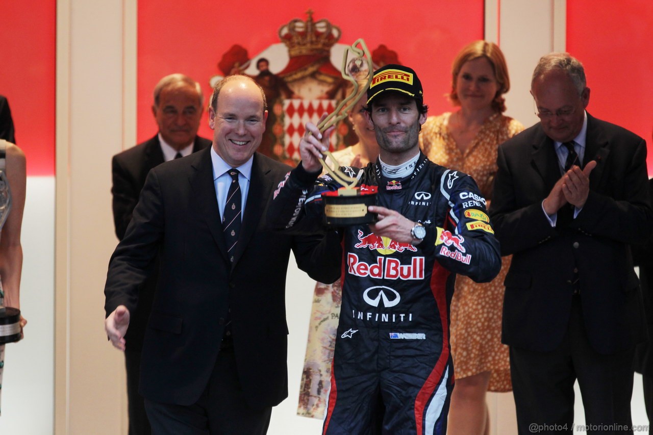 GP MONACO, 27.05.2012- Gara, Mark Webber (AUS) Red Bull Racing RB8 vincitore e S.A.S. Prince Albert II 