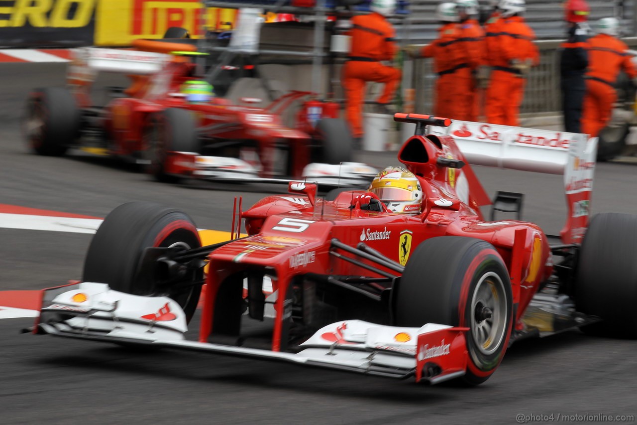 GP MONACO, 27.05.2012- Gara, Fernando Alonso (ESP) Ferrari F2012 davanti a Felipe Massa (BRA) Ferrari F2012 