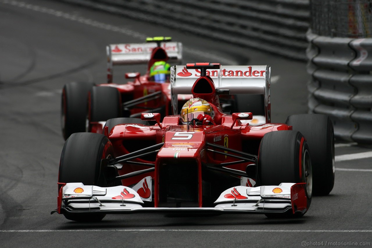 GP MONACO, 27.05.2012- Gara, Fernando Alonso (ESP) Ferrari F2012 davanti a Felipe Massa (BRA) Ferrari F2012 
