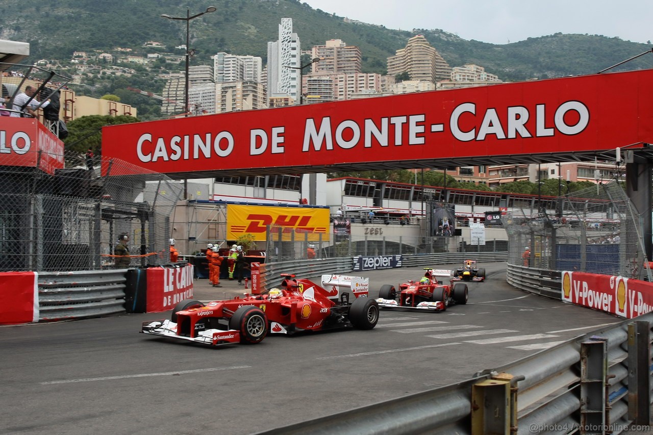 GP MONACO, 27.05.2012- Gara, Fernando Alonso (ESP) Ferrari F2012 e Felipe Massa (BRA) Ferrari F2012 