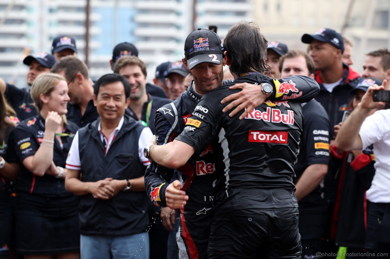 GP MONACO, 27.05.2012- Festeggiamenti, Mark Webber (AUS) Red Bull Racing RB8 vincitore 