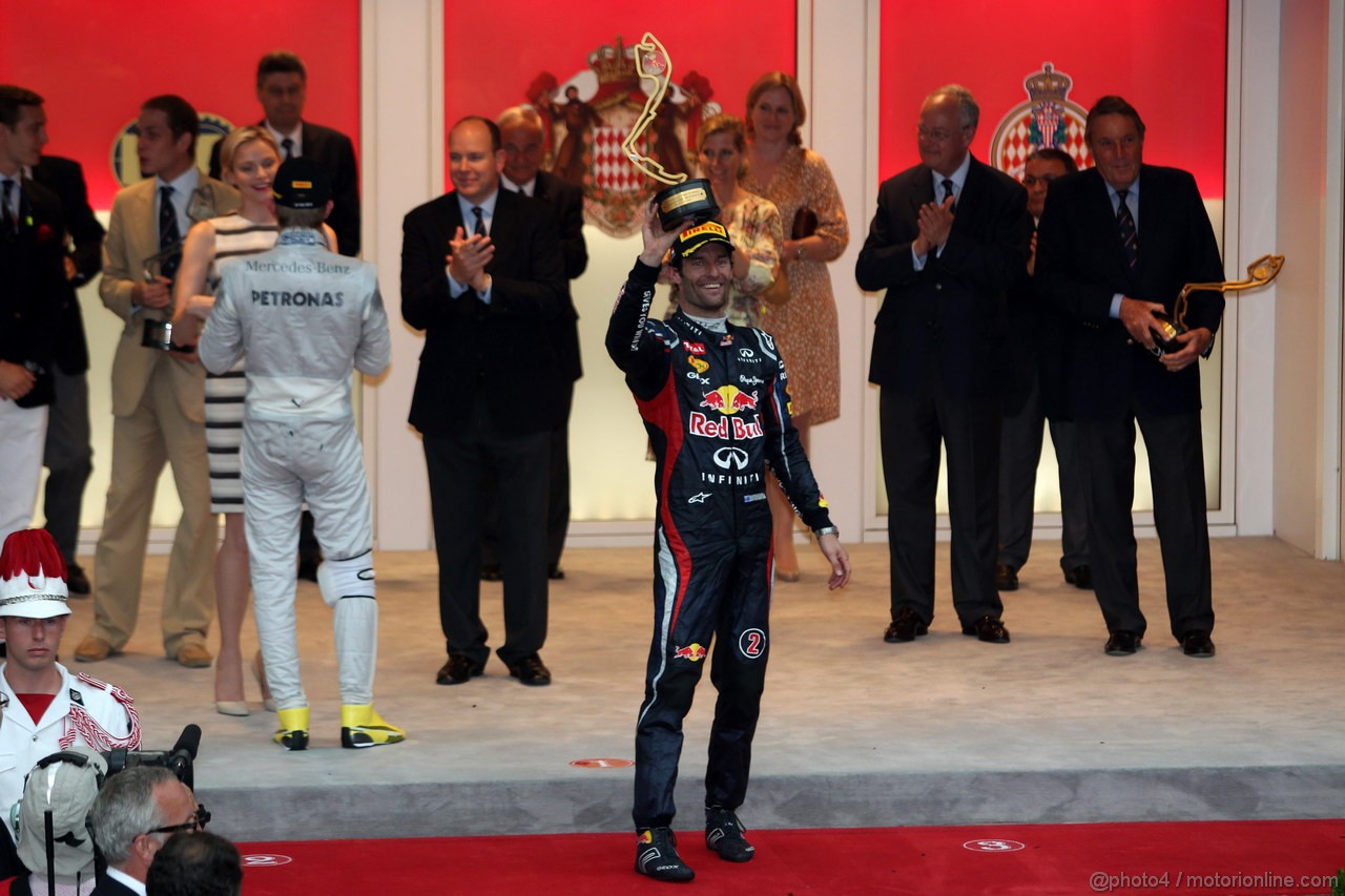 GP MONACO, 27.05.2012- Gara, Mark Webber (AUS) Red Bull Racing RB8 vincitore