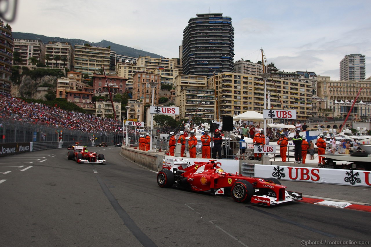 GP MONACO, 27.05.2012- Gara, Fernando Alonso (ESP) Ferrari F2012 e Felipe Massa (BRA) Ferrari F2012