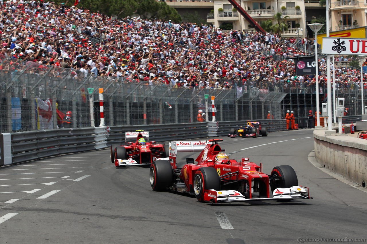 GP MONACO, 27.05.2012- Gara, Fernando Alonso (ESP) Ferrari F2012 e Felipe Massa (BRA) Ferrari F2012