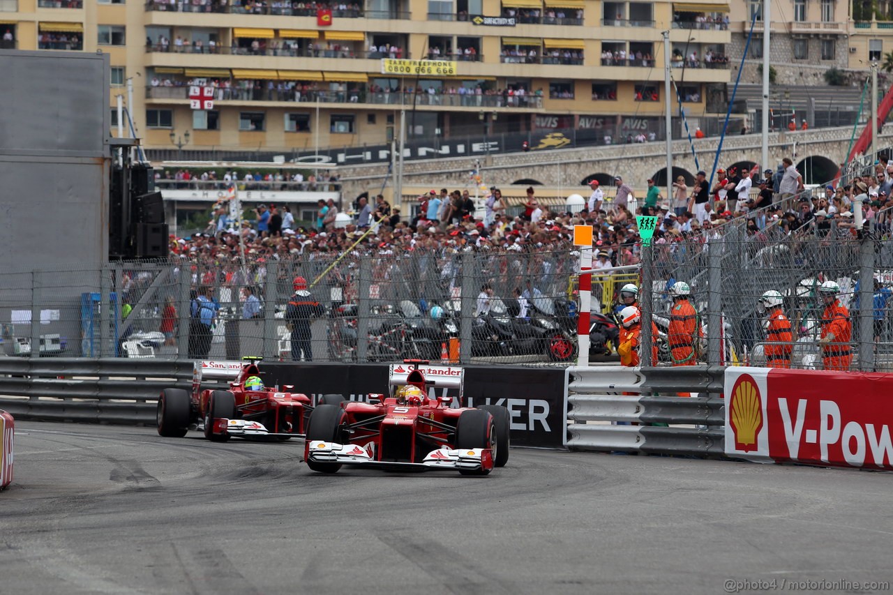GP MONACO, 27.05.2012- Gara, Fernando Alonso (ESP) Ferrari F2012 e Felipe Massa (BRA) Ferrari F2012