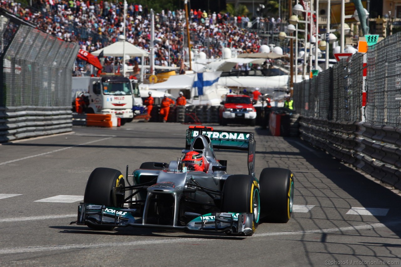 GP MONACO, 24.05.2012- Prove Libere 1, Michael Schumacher (GER) Mercedes AMG F1 W03 