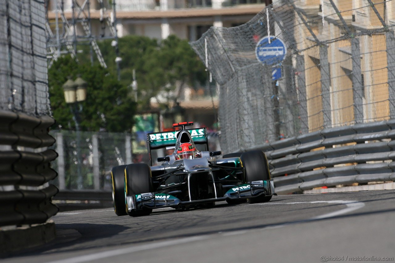 GP MONACO, 24.05.2012- Prove Libere 1, Michael Schumacher (GER) Mercedes AMG F1 W03