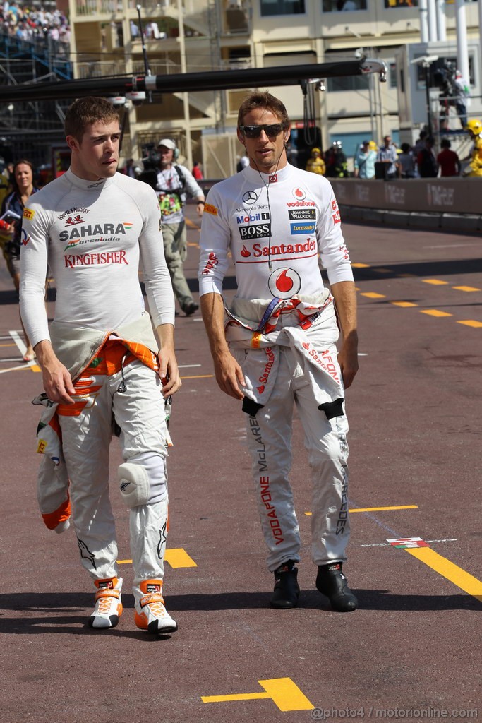 GP MONACO, 24.05.2012- Prove Libere 1, Paul di Resta (GBR) Sahara Force India F1 Team VJM05 e Jenson Button (GBR) McLaren Mercedes MP4-27 