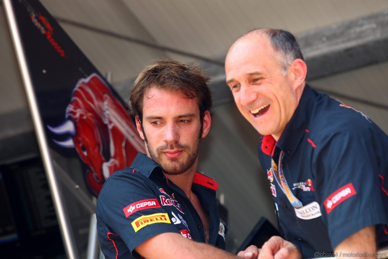 GP MONACO, 24.05.2012- Prove Libere 1, Jean-Eric Vergne (FRA) Scuderia Toro Rosso STR7 e Franz Tost, Scuderia Toro Rosso, Team Principal 