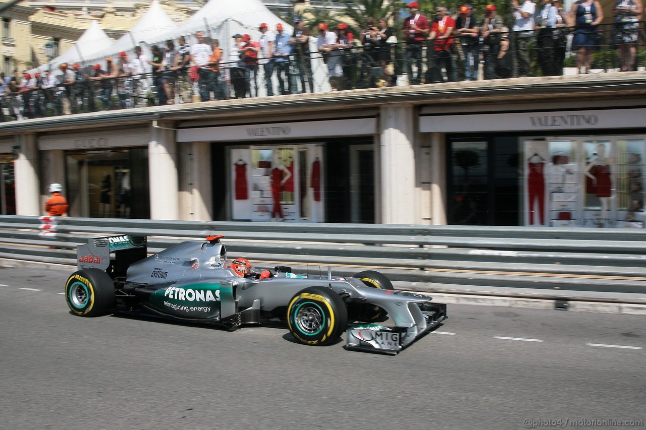 GP MONACO, 24.05.2012- Prove Libere 1, Michael Schumacher (GER) Mercedes AMG F1 W03 