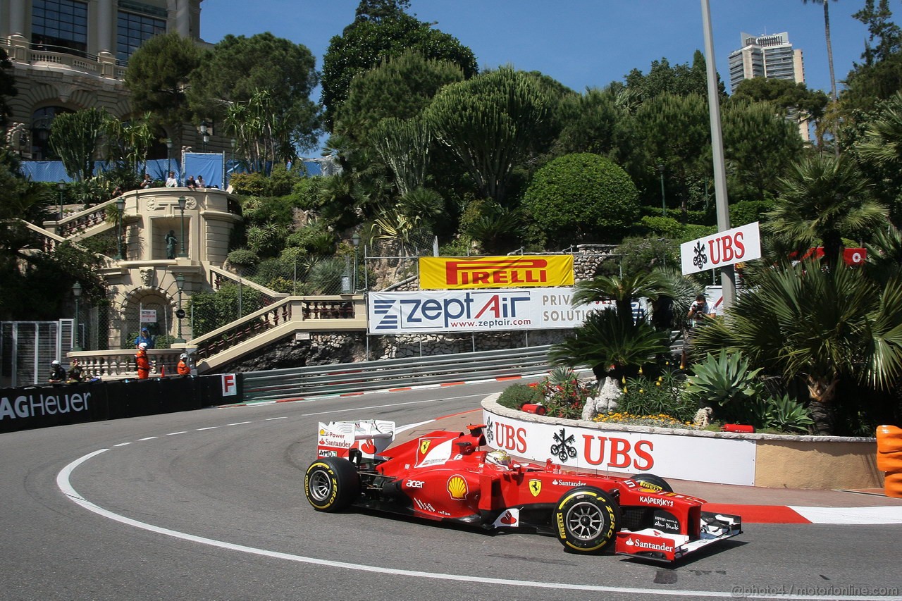 GP MONACO, 24.05.2012- Prove Libere 1, Fernando Alonso (ESP) Ferrari F2012 