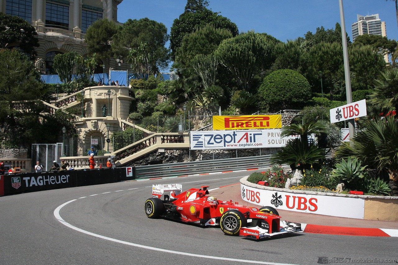 GP MONACO, 24.05.2012- Prove Libere 1, Fernando Alonso (ESP) Ferrari F2012 