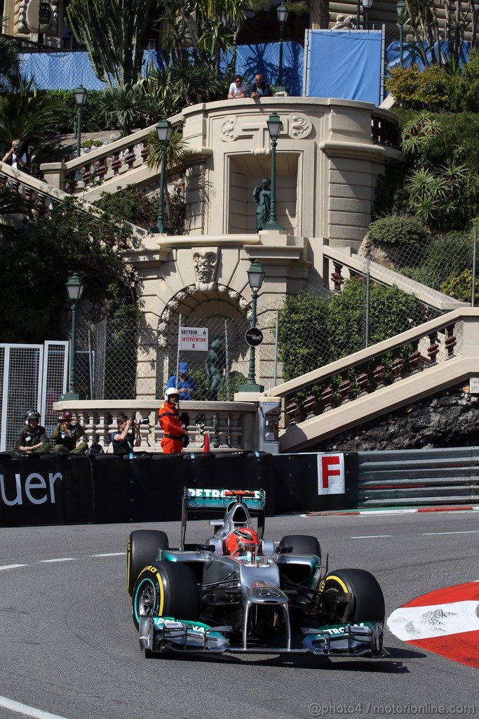 GP MONACO, 24.05.2012- Prove Libere 1, Michael Schumacher (GER) Mercedes AMG F1 W03 