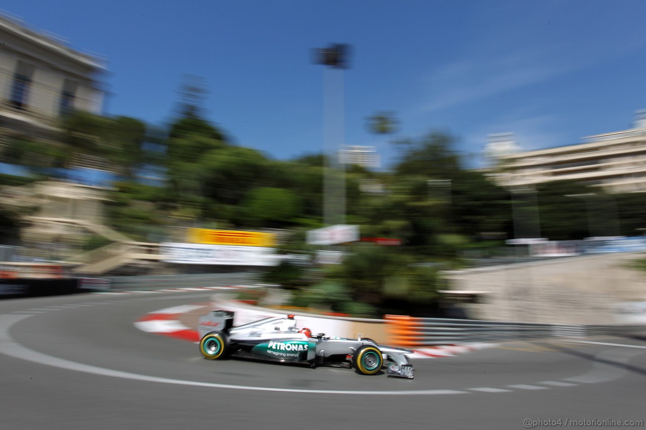 GP MONACO, 24.05.2012- Prove Libere 1, Michael Schumacher (GER) Mercedes AMG F1 W03