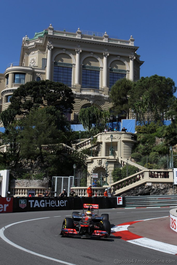 GP MONACO, 24.05.2012- Prove Libere 1, Lewis Hamilton (GBR) McLaren Mercedes MP4-27 
