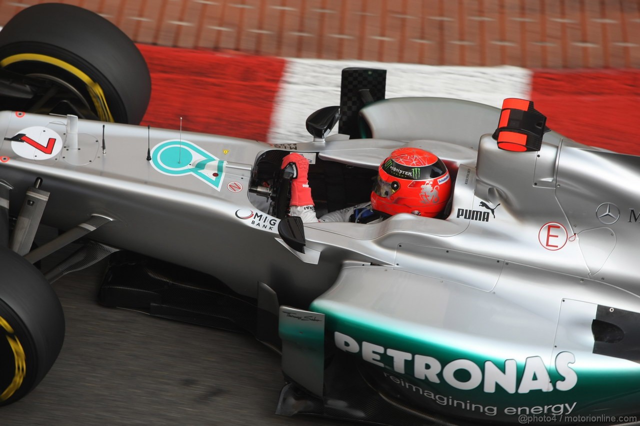 GP MONACO, 24.05.2012- Prove Libere 2, Michael Schumacher (GER) Mercedes AMG F1 W03 