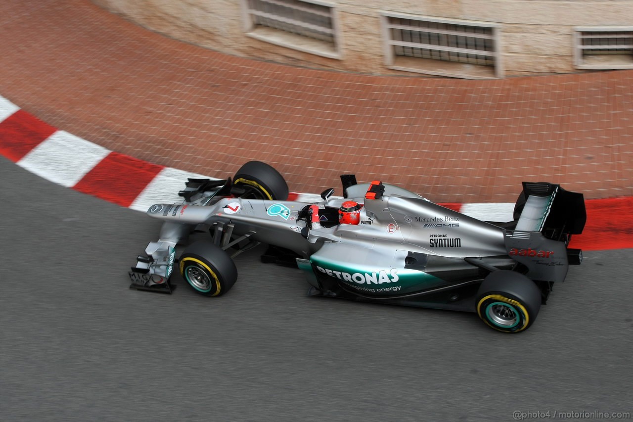 GP MONACO, 24.05.2012- Prove Libere 2, Michael Schumacher (GER) Mercedes AMG F1 W03 