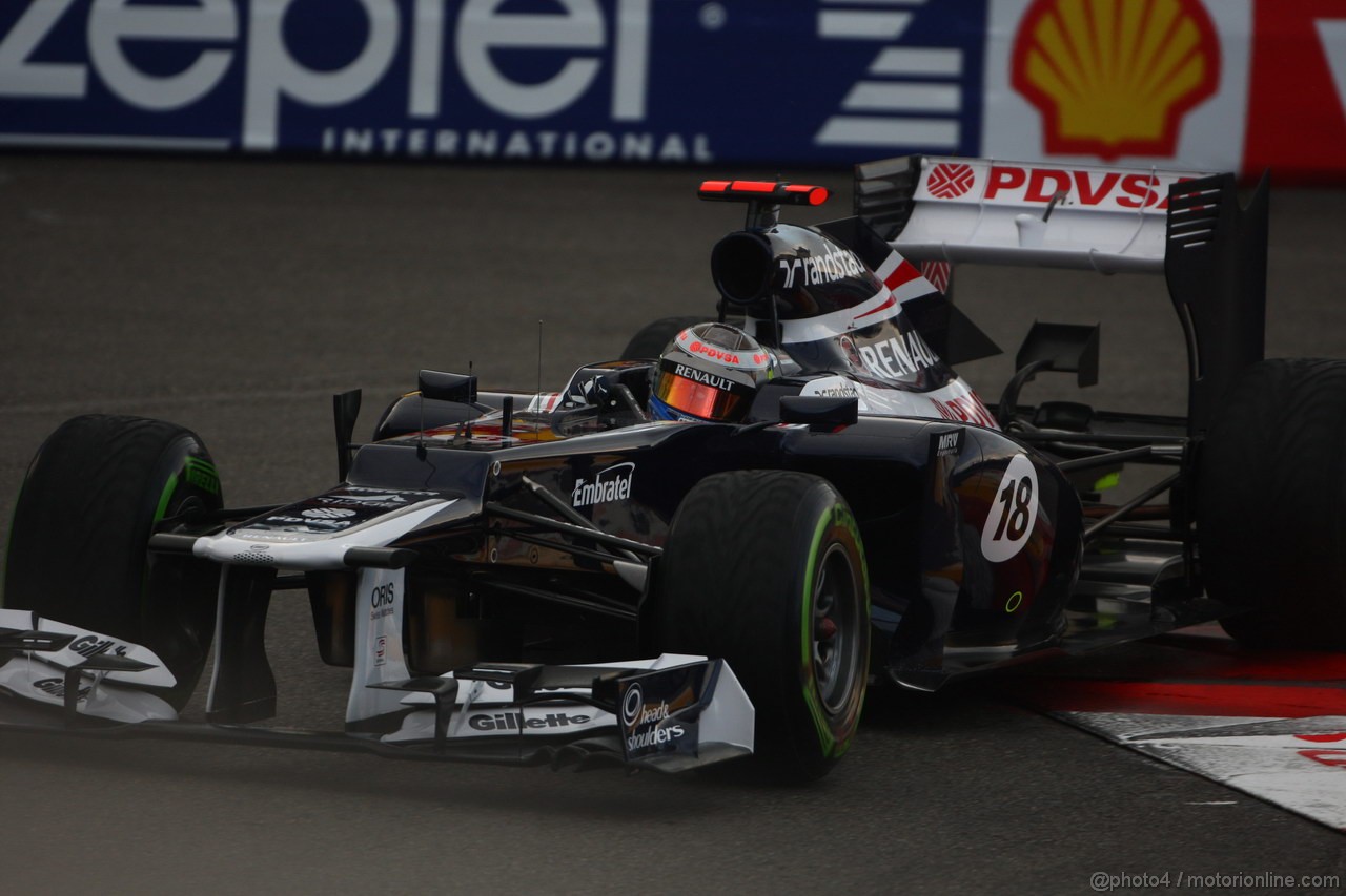 GP MONACO, 24.05.2012- Prove Libere 2, Pastor Maldonado (VEN) Williams F1 Team FW34 