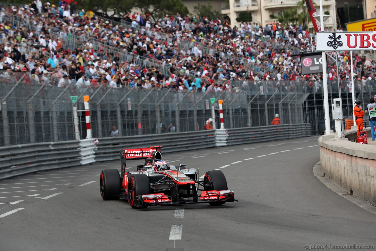GP MONACO, 24.05.2012- Prove Libere 2,  Jenson Button (GBR) McLaren Mercedes MP4-27 