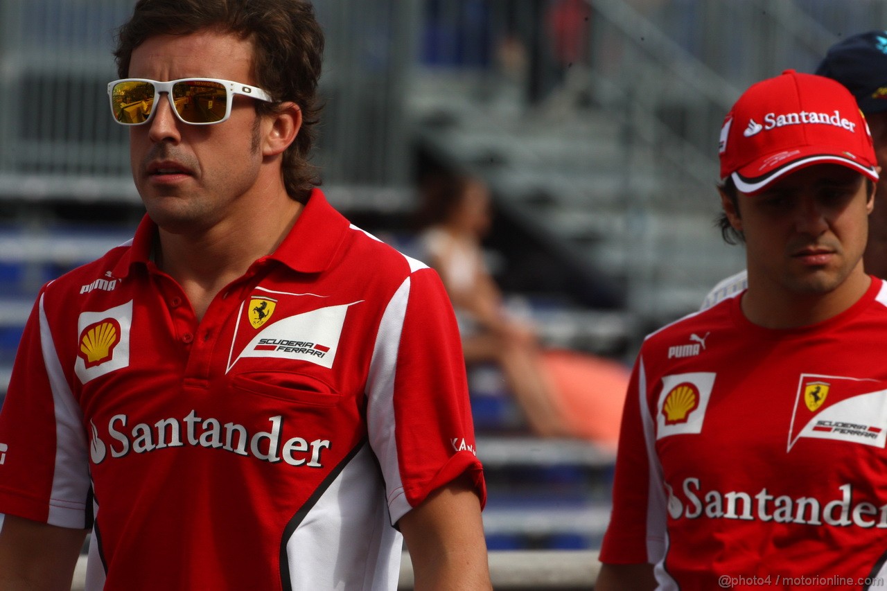 GP MONACO, 24.05.2012- Fernando Alonso (ESP) Ferrari F2012 e Felipe Massa (BRA) Ferrari F2012 