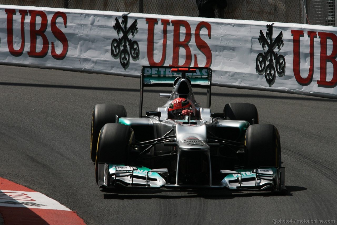 GP MONACO, 26.05.2012-  Prove Libere 3, Michael Schumacher (GER) Mercedes AMG F1 W03 