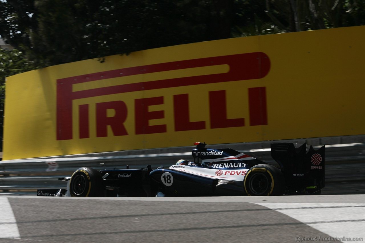 GP MONACO, 26.05.2012-  Prove Libere 3, Pastor Maldonado (VEN) Williams F1 Team FW34