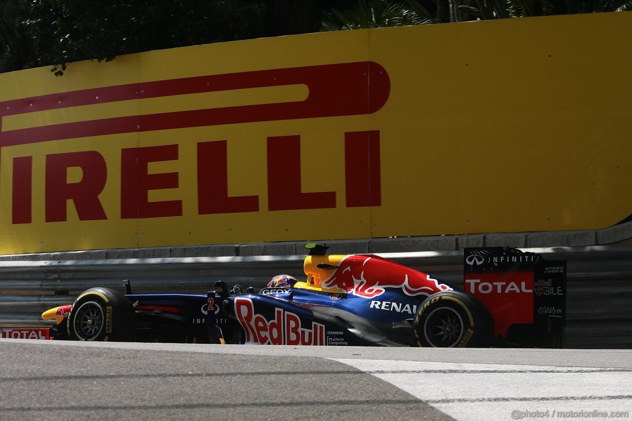 GP MONACO, 26.05.2012-  Prove Libere 3, Mark Webber (AUS) Red Bull Racing RB8