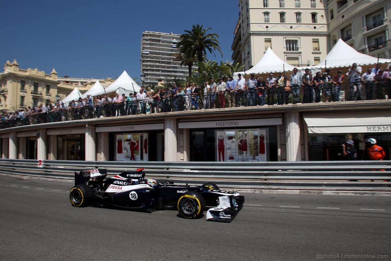 GP MONACO, 26.05.2012-  Prove Libere 3, Pastor Maldonado (VEN) Williams F1 Team FW34