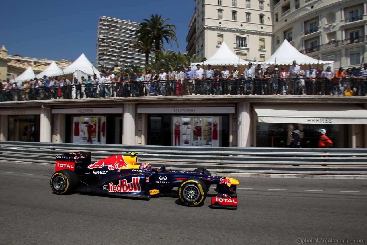 GP MONACO, 26.05.2012-  Prove Libere 3, Mark Webber (AUS) Red Bull Racing RB8 