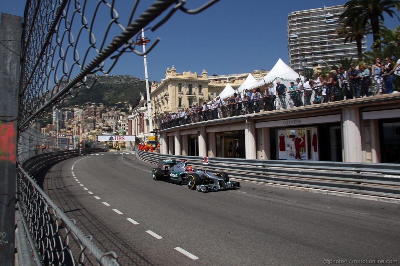GP MONACO, 26.05.2012-  Prove Libere 3, Michael Schumacher (GER) Mercedes AMG F1 W03 
