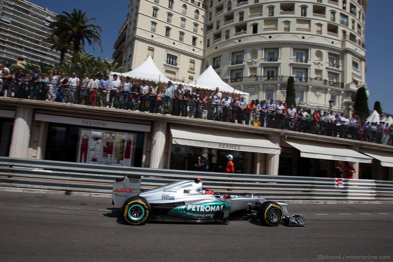 GP MONACO, 26.05.2012-  Prove Libere 3, Michael Schumacher (GER) Mercedes AMG F1 W03