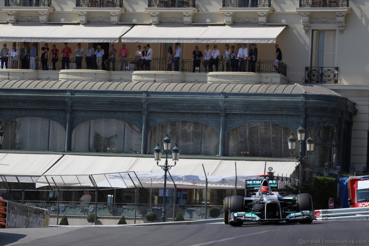 GP MONACO, 26.05.2012-  Prove Libere 3, Michael Schumacher (GER) Mercedes AMG F1 W03
