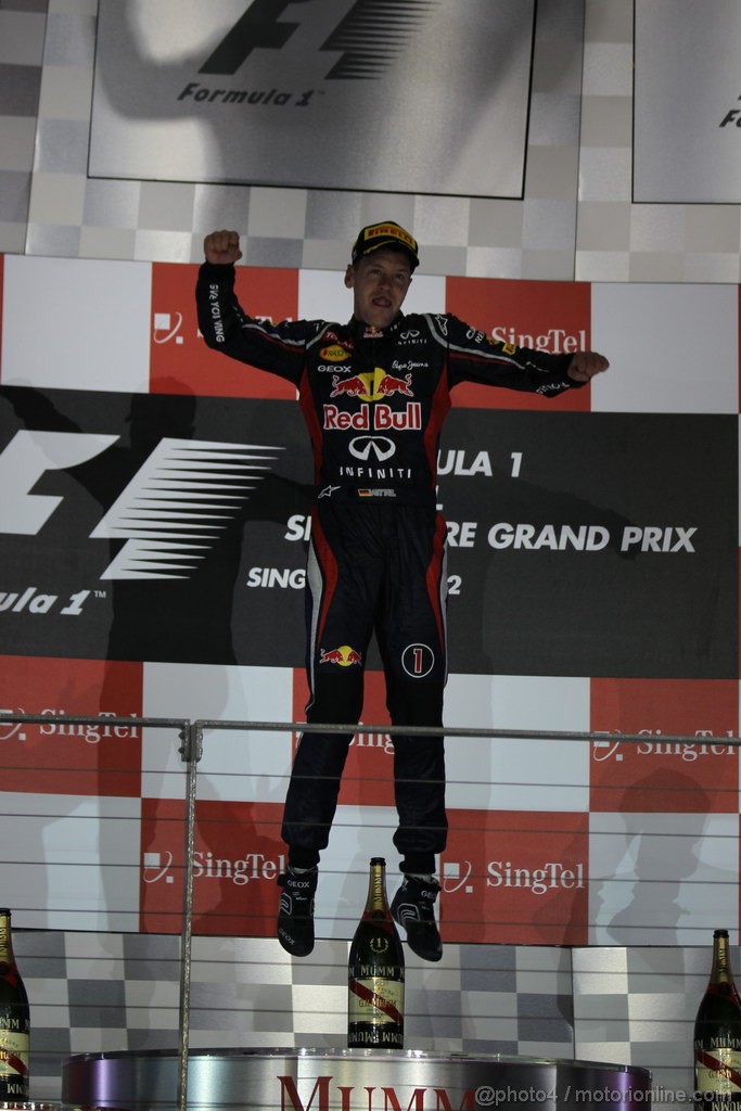 GP SINGAPORE, 23.09.2012 - Podium: winner Sebastian Vettel (GER) Red Bull Racing RB8