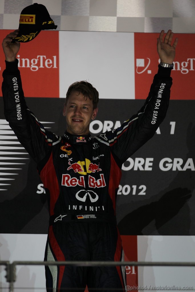GP SINGAPORE, 23.09.2012 - Podium: winner Sebastian Vettel (GER) Red Bull Racing RB8