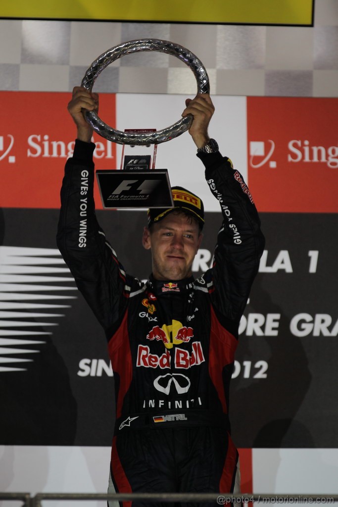 GP SINGAPORE, 23.09.2012 - Podium: winner Sebastian Vettel (GER) Red Bull Racing RB8