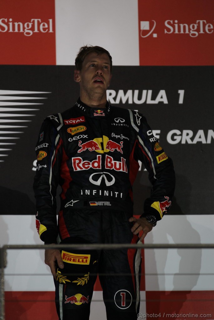 GP SINGAPORE, 23.09.2012 - Podium: winner Sebastian Vettel (GER) Red Bull Racing RB8