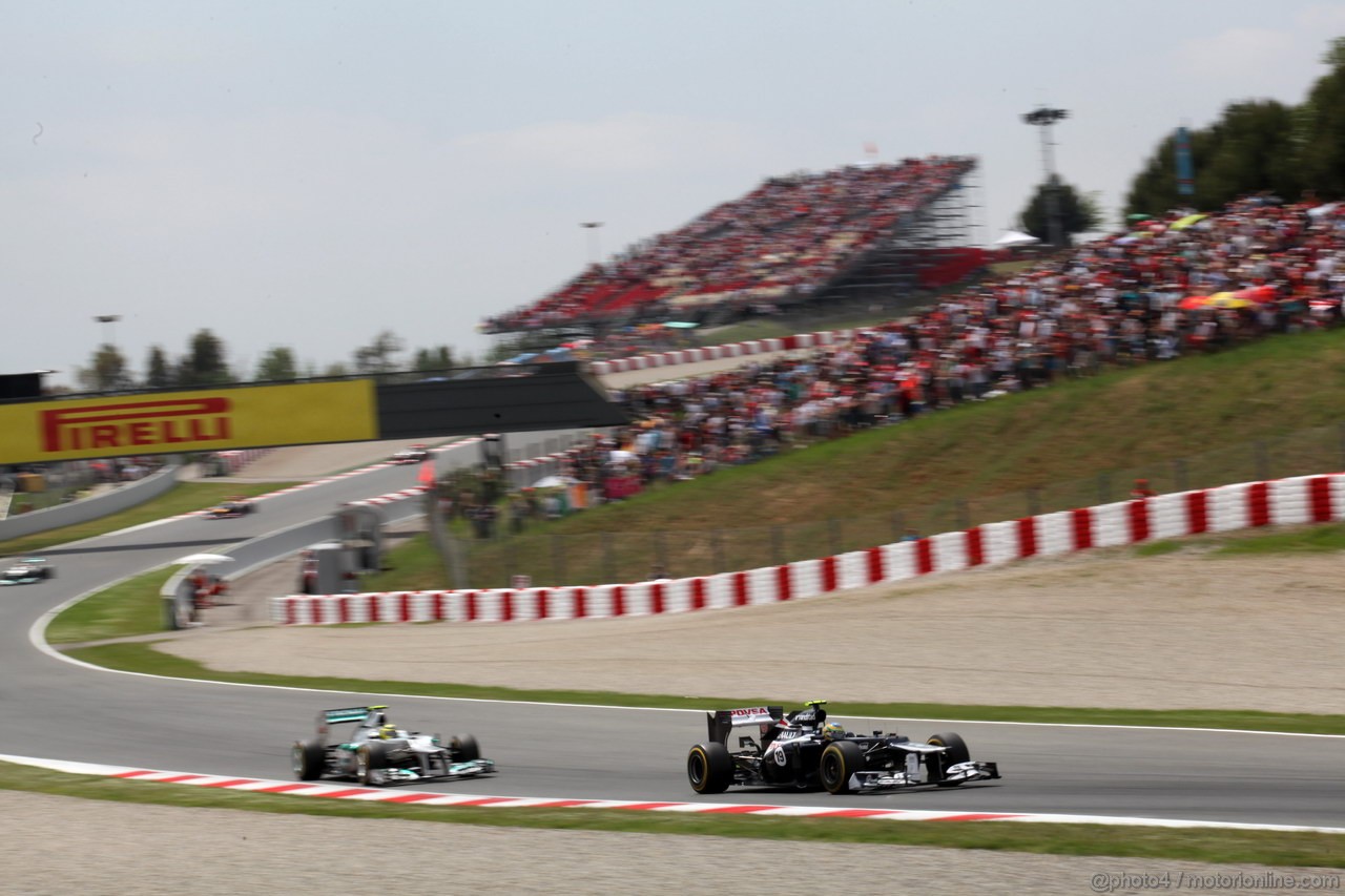 GP SPAGNA, 13.05.2012- Gara, Bruno Senna (BRA) Williams F1 Team FW34 davanti a Nico Rosberg (GER) Mercedes AMG F1 W03 