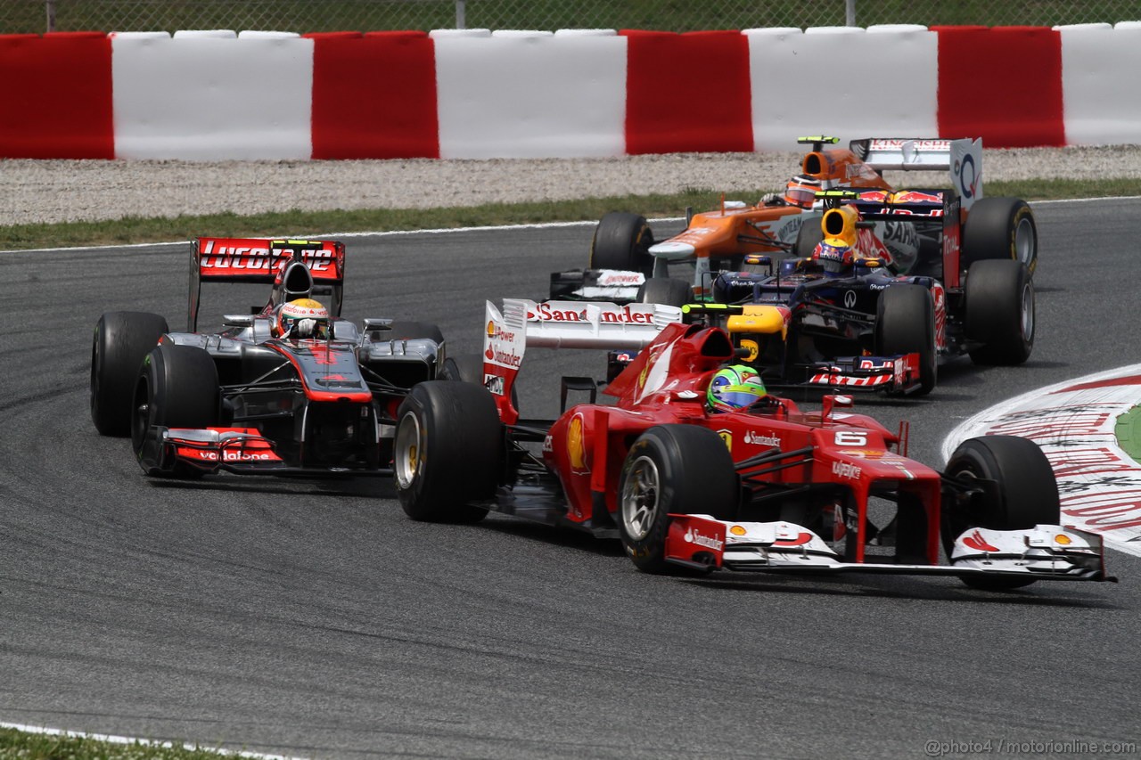 GP SPAGNA, 13.05.2012- Gara, Lewis Hamilton (GBR) McLaren Mercedes MP4-27 e Felipe Massa (BRA) Ferrari F2012 