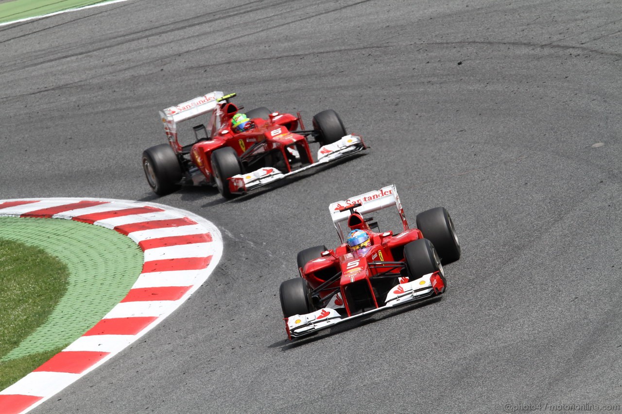 GP SPAGNA, 13.05.2012- Gara, Fernando Alonso (ESP) Ferrari F2012 e Felipe Massa (BRA) Ferrari F2012 