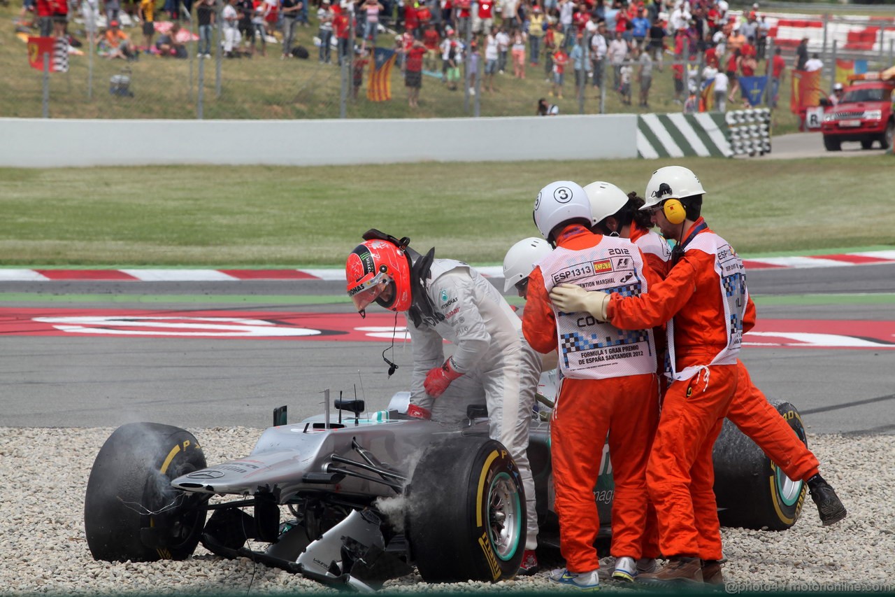 GP SPAGNA, 13.05.2012- Gara, Michael Schumacher (GER) Mercedes AMG F1 W03 retires from the race 