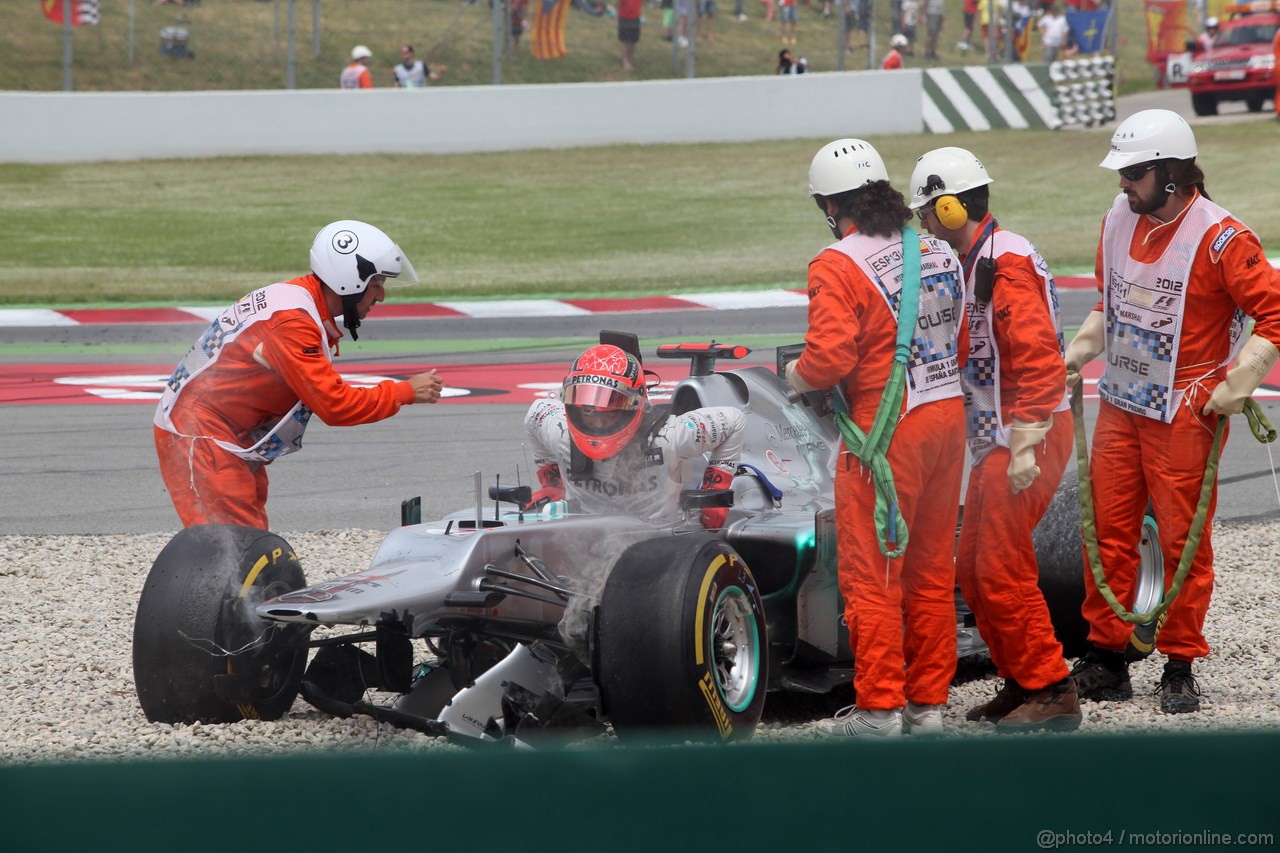 GP SPAGNA, 13.05.2012- Gara, Michael Schumacher (GER) Mercedes AMG F1 W03 retires from the race